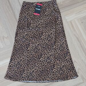 Express A-Line Leopard Print Skirt - Brown Xsmall NWT